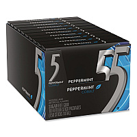 Wrigley's 5 Gum, Peppermint Cobalt, 15 Sticks/Pack, 10 Packs/Carton (22002640)