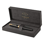 Parker Sonnet Fountain Pen, with Gift Box, Medium 1 mm, Black Ink, Black/Gold Barrel (1931495)