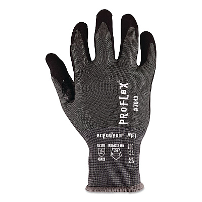 ergodyne ProFlex 7043 ANSI A4 Nitrile Coated CR Gloves, EN388: 4X42D, 10" Long, XX-Small (5), Gray, Pair (10520)