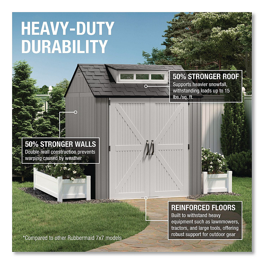 Rubbermaid Storage Shed, 337 cu ft, 7 ft x 7 ft x 8 ft, Brown (2145548)
