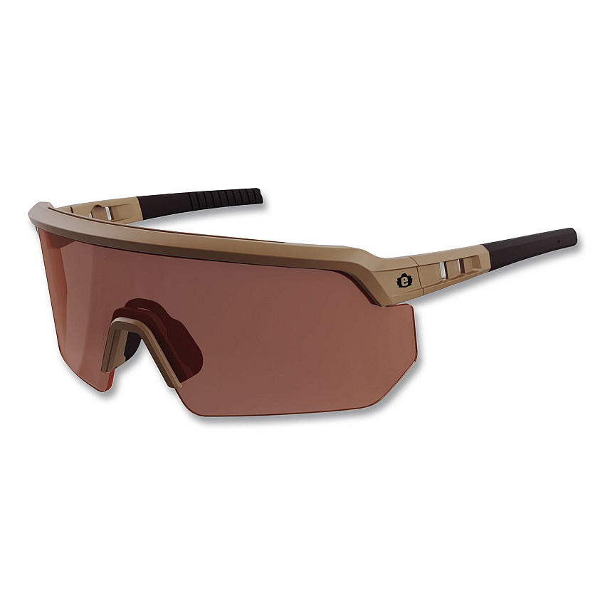 ergodyne Skullerz AEGIR Color Enhancing Anti-Scratch/Enhanced Anti-Fog Safety Glasses, Matte Desert Frame, High Contrast Bronze Lens (55220)