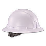 ergodyne Skullerz 8963 Full Brim Class E Safety Helmet, 6-Point Rachet Suspension, Full Brim, White (60540)
