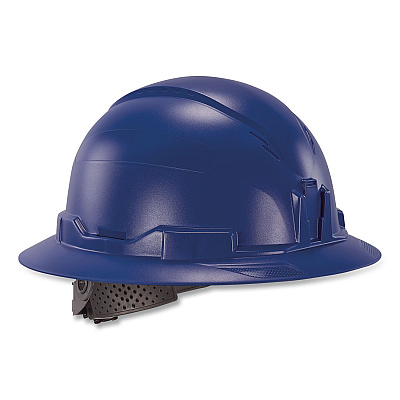 ergodyne Skullerz 8963 Full Brim Class E Safety Helmet, 6-Point Rachet Suspension, Full Brim, Blue (60543)
