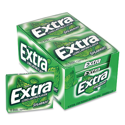 Wrigley's Extra Spearmint Sugar-Free Gum, Spearmint, 15 Sticks/Pack, 10 Packs/Carton (22002638)