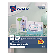 Avery Quarter-Fold Greeting Cards with Matching Envelopes, 80 lb, 5.5 x 4.25, Matte White, 1 Card/Sheet, 20 Sheets/Pack (3266)