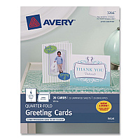 Avery Quarter-Fold Greeting Cards with Matching Envelopes, 80 lb, 5.5 x 4.25, Matte White, 1 Card/Sheet, 20 Sheets/Pack (3266)