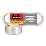 Scotch 3350 General Purpose Packaging Tape, 3" Core, 1.88" x 54.6 yds, Clear, 3 Rolls/Pack (70005057636)