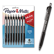Paper Mate InkJoy 300 RT Ballpoint Pen, Retractable, Medium 1 mm, Black Ink, Black Barrel, 8/Pack (1945920)