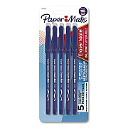 Paper Mate Eraser Mate Ballpoint Pen, Stick, Medium 1 mm, Blue Ink, Blue Barrel, 5/Pack (3153558PP)