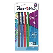 Paper Mate Flair Felt Tip Porous Point Pen, Stick, Medium 0.7 mm, Assorted Ink and Barrel Colors, 4/Set (8404452PP)