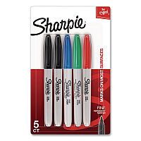 Sharpie Fine Tip Permanent Markers, Fine Tip, Assorted Colors, 5/Pack (30653PP)