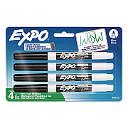 EXPO Dry Erase Marker, Fine Tip, Black, 4/Pack (86661)