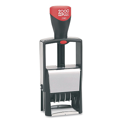 COSCO 2000PLUS 4-In-1 Message Date Stamp, 5 Years, ENTERED/FAXED/PAID/RECEIVED, 1.75 x 1.12, Red/Blue Ink (011035)