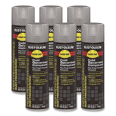 Rust-Oleum Hard Hat High Performance V2100 System Rust Preventive Cold Galvanizing Compound, Flat Gray, 20 oz Aerosol Can, 6/Carton (V2185838CT)