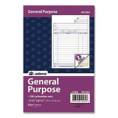 Adams General Purpose Forms, Two-Part Carbonless, 8.5 x 5.67, 100 Forms Total/Pack (NC2581)