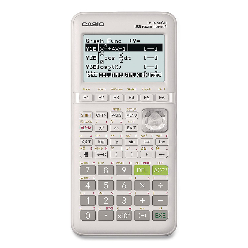 Casio FX-9750GIII 3rd Edition Graphing Calculator, 21-Digit LCD, White (FX9750GIIIWE)