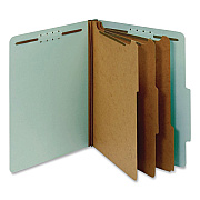 Pendaflex Pressboard Top Tab Classification Folders, 2/5-Cut Tab, Expands 3.5", 3 Dividers, 8 Fasteners, Letter Size, Blue, 10/Box (24094)