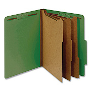Pendaflex Pressboard Top Tab Classification Folders, 2/5-Cut Tab, Expands 3.5", 3 Dividers, 8 Fasteners, Letter Size, Dark Green, 10/BX (24097)