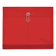 Pendaflex Premium Plastic Document File, 1.25" Expansion, 1 Section, String and Button Closure, Letter Size, Red, 5/Pack (84527GW)