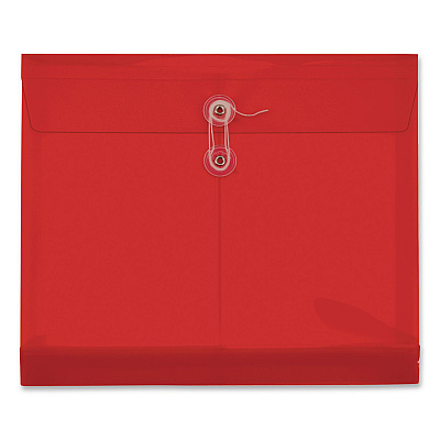Pendaflex Premium Plastic Document File, 1.25" Expansion, 1 Section, String and Button Closure, Letter Size, Red, 5/Pack (84527GW)