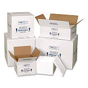The Packaging Wholesalers Insulated Shipping Container, 1.25" Foam Insert, 12.63" x 12.63" x 10.5", White/Blue (214C)