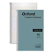 Oxford One-Subject Notebook, Medium/College Rule, Blue Cover, (80) 9.5 x 6 Sheets (65121)