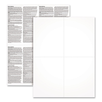 Adams 2024 W-2 4-Up Employee Copy Blank Front with Copy B and C Backers 8.5 x 3.66, 4 Forms/Sheet, 100 Forms Total (411968)