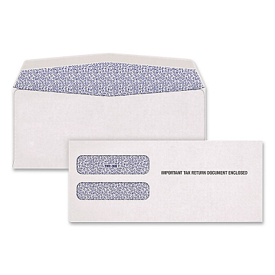 Adams 3-Up 1099-NEC Gummed Seal Double-Window Security Tint Envelopes, Commercial Flap, 9 x 3.75, White, 100/Pack (905485)