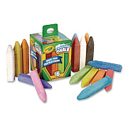 Crayola Washable Sidewalk Chalk, 4.25" x 0.75 Diameter, Assorted Colors, 16 Sticks/Box (512016)