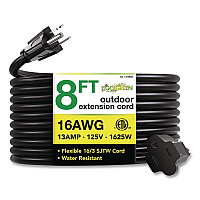 GoGreen Power 16 AWG Outdoor Extension Cord, 8 ft, 13 A, Black (GG13708BK)