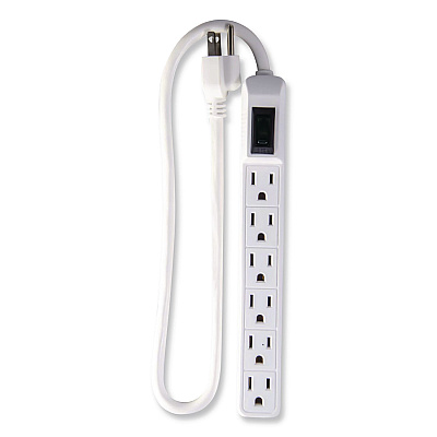 GoGreen Power 6 Outlet Mini Surge Protector, 2 ft Cord, 160 J, White (GG16103MIN)