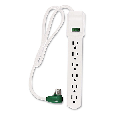 GoGreen Power 6 Outlet Surge Protector, 2.5 ft Cord, 160 J, White (GG16103MS)