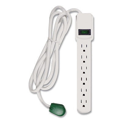 GoGreen Power 6 Outlet Surge Protector, 6 ft Cord, 250 J, White (GG16106MS)