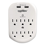 GoGreen Power 6 Outlet 4 USB Wall Tap, 735 J, White (GG16000USB4)