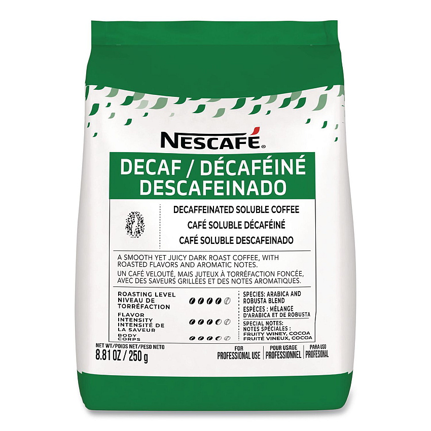 Nescaf Bulk Decaf Ground Coffee, Arabica, 8.81 oz Bag, 4/Carton (72091CT)