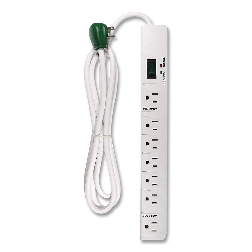 GoGreen Power 7 Outlet Surge Protector, 6 ft Cord, 1,200 J, White (GG17636)