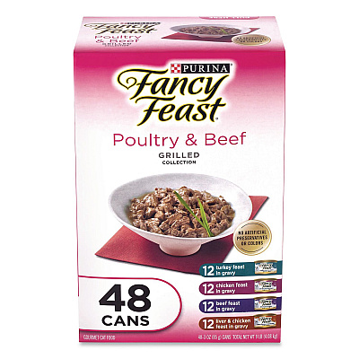 Fancy Feast Poultry and Beef Variety Pack, Assorted Flavors, 3 oz Can, 48/Carton (22002665)