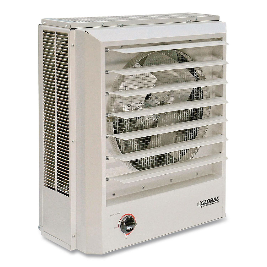 Global Industrial Unit Heater Horizontal or Vertical Downflow, Multi-Watt, 7,500/10,000 W, 19 x 8.5 x 21.44, White (246133)