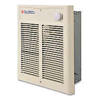 Global Industrial Fan Forced Wall Heater, Shaded Pole Motor, 1,500 W, 10.63 x 4.75 x 12.25, White (246744)