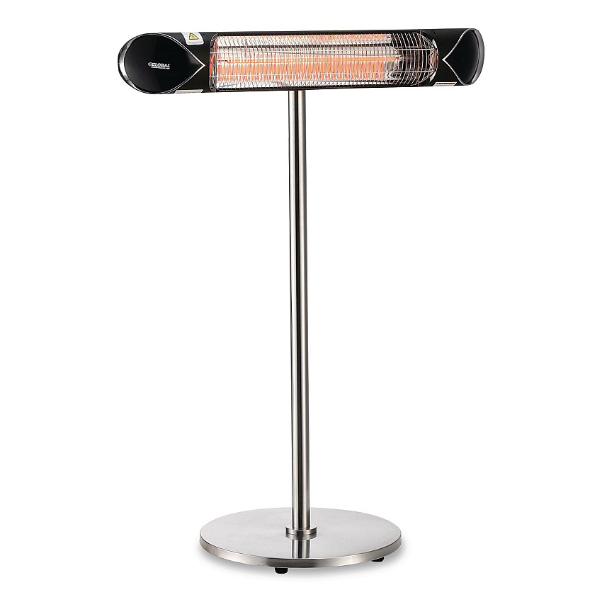 Global Industrial Infrared Patio Heater Free Standing with Remote Control, 1,500 W, 35.38 x 5.13 x 42 to 82, Black (246722)