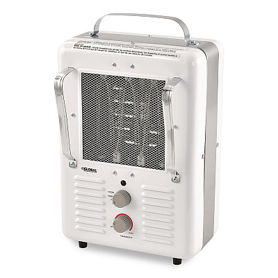 Global Industrial Portable Milkhouse Style Electric Heater, 1,500 W, 8 x 10.25 x 15.75, White (246098)