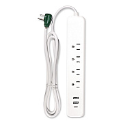 GoGreen Power Four-Outlet Surge Protector with Three USB Ports, 4 ft Cord Length Cord, 450 J, White (GG1462USBC)