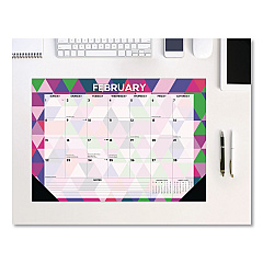Modern Small Geometric Monthly Desk Pad Calendar, 17 x 12, Multicolor Sheets, Black Headband/Corners, 12-Month (Jan-Dec) 2026 (57117)