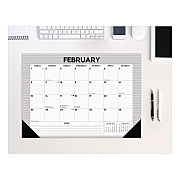 Pinstripe Small Monthly Desk Pad Calendar, 17 x 12, White/Gray Sheets, Black Headband, Black Corners, 12-Month (Jan-Dec) 2026 (57131)