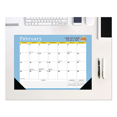 Punny Art of David Olenick Monthly Desk Pad Calendar, 17x12, White/Multicolor, Black Headband/Corners, 12-Month Jan-Dec 2026 (57148)