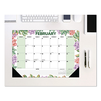 Succulents Small Monthly Desk Pad Calendar, 17 x 12, White Sheets, Black Headband/Corners, 12-Month (Jan to Dec): 2026 (57162)