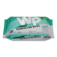 Carlisle WipesPlus Disinfecting Surface Wipes, 1-Ply, 7 x 8, Lemon, White, 80 Wipes/Refill Pack, 12 Packs/Carton (37701)