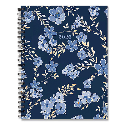 Bluesy Floral Weekly/Monthly Planner, 8.8 x 6.5, Blue Cover, 12-Month (Jan to Dec): 2026 (56653)