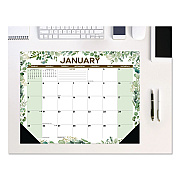 Eucalyptus Large Monthly Desk Pad Calendar, 22 x 17, White/Green Sheets, Black Headband/Corners, 12-Month (Jan to Dec) 2026 (57223)