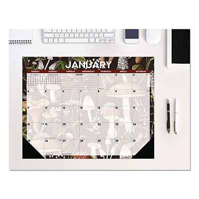 Mushrooms Large Monthly Desk Pad Calendar, 22 x 17, Multicolor Sheets, Black Headband/Corners, 12-Month (Jan to Dec) 2026 (57247)